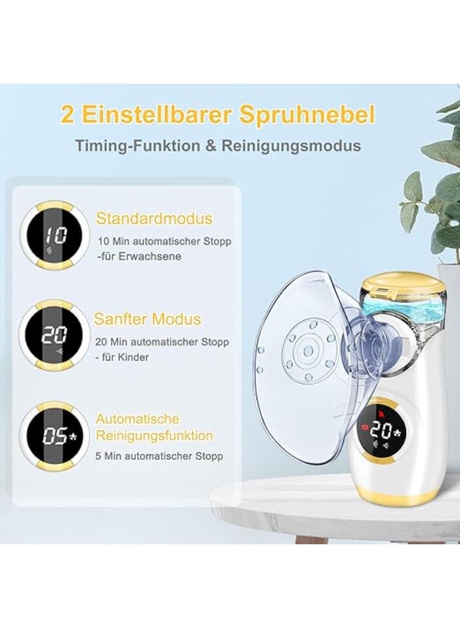 جهاز استنشاق رقمي محمول – نيبيولايزر بضباب قابل للتعديل مع مؤقت وشحن USB وكمامة وفوهة للفم للكبار والصغار - Image 4